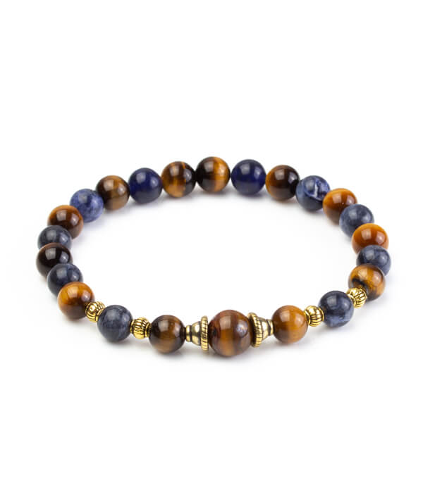 Tiger Eye/Sodolite/Brass Bracelet - 8mm | B Campbell Custom